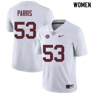 NCAA Women's Alabama Crimson Tide #53 Ryan Parris Stitched College Nike Authentic White Football Jersey IX17Y05HR